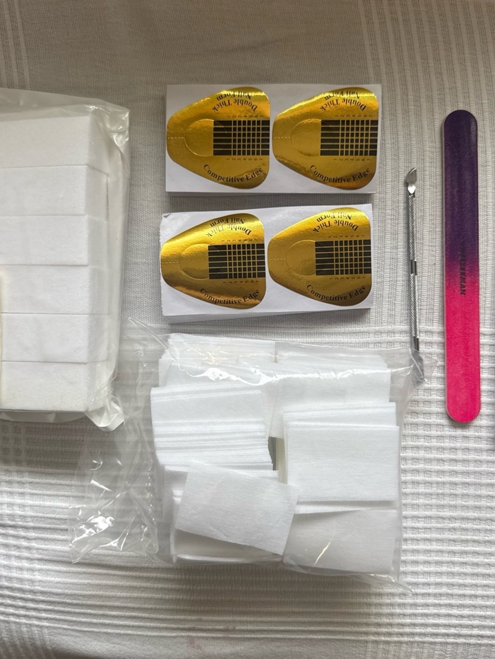 Gold Nail Forms Kit with Pink Gradient Nail File - Women Makeup Nail Tools